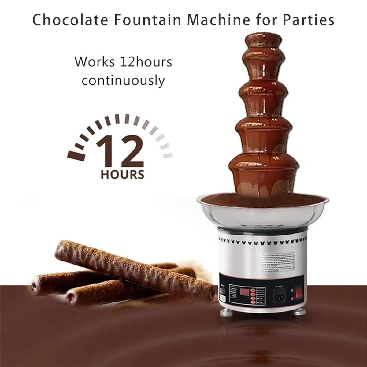 Máquina de fuente de chocolate, fuente de fusión eléctrica de 4/5/6 niveles con temperatura ajustable, cascada de fondue de acero inoxidable para fiestas, restaurantes y bodas