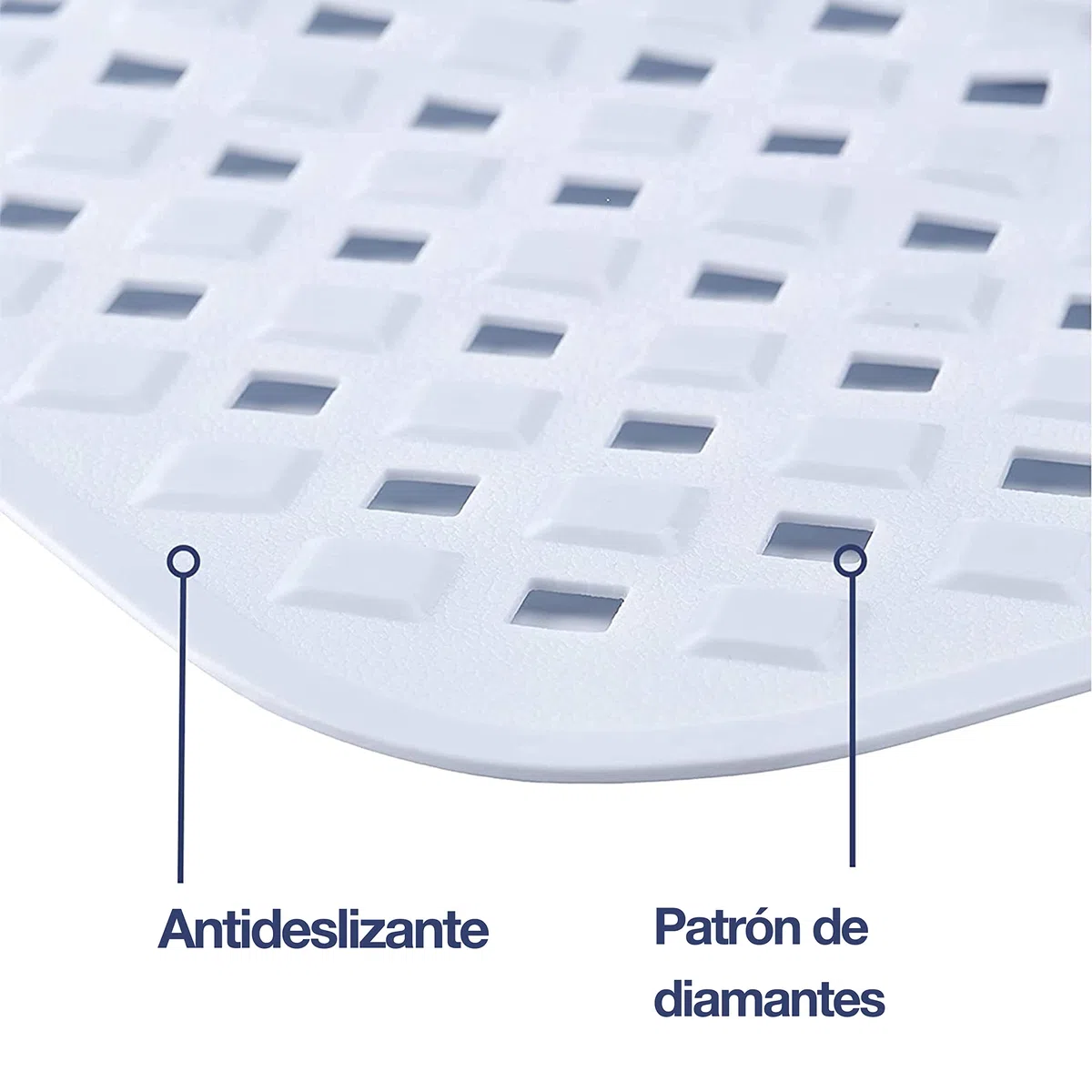 TranquilBeauty Alfombrilla de baño Antideslizante con ventosas, Corte de Diamante, antimoho, Lavable a máquina, Alfombrillas de bañera sin látex, Ideal para Ancianos y niños 80 x 40 cm Blanco