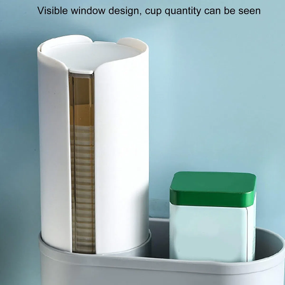 Dispensador de vasos de agua, plástico duradero Fácil instalación Ahorro de espacio Dispensador de vasos de papel de cuerpo delgado de 95 mm para vasos desechables