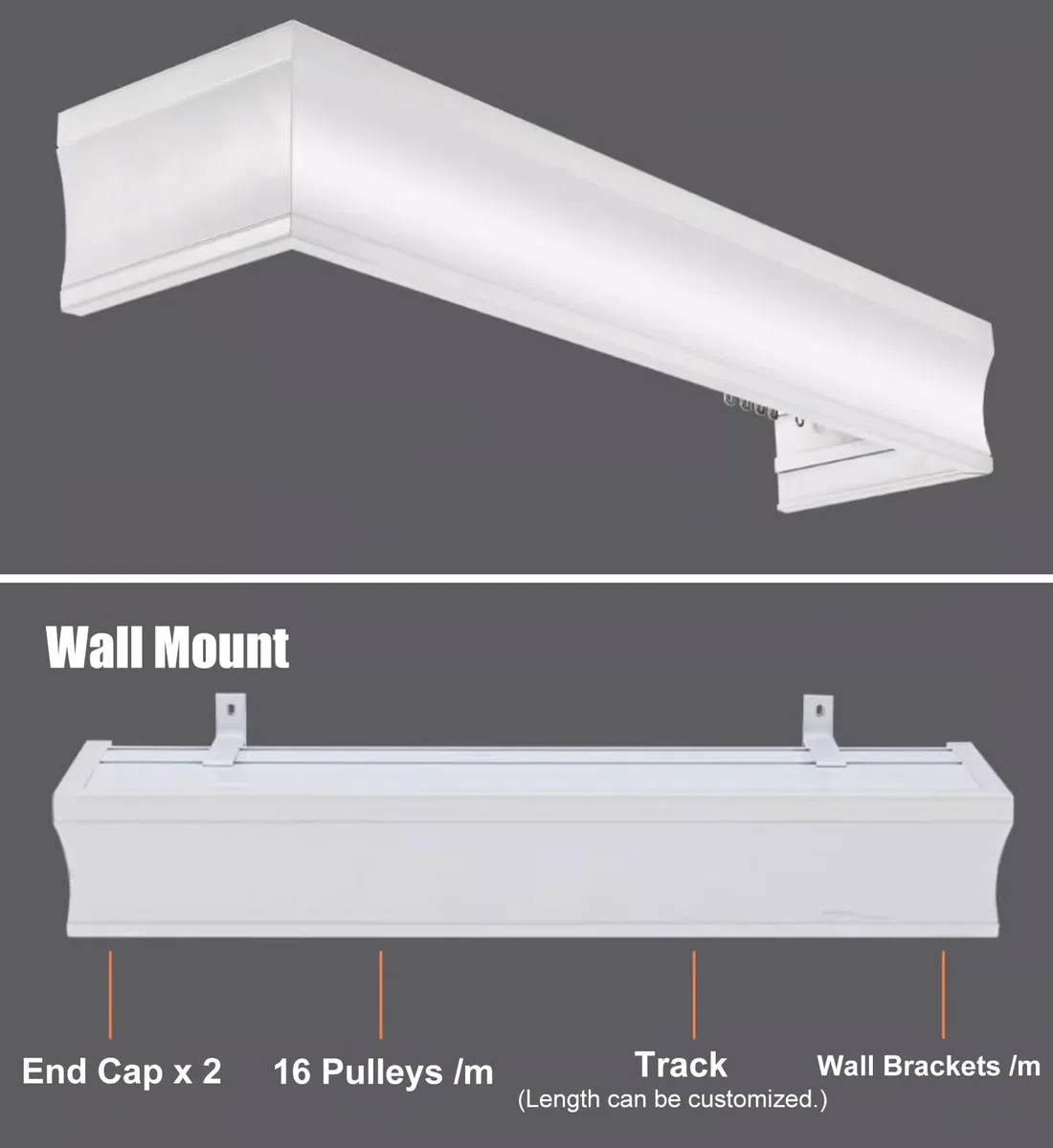 Caja Ain de montaje en pared 2 en 1 con barra de doble pista, elegante divisor de habitación para dormitorios, salas de estar, hoteles y villas, ahorro de espacio, diseño versátil para interiores