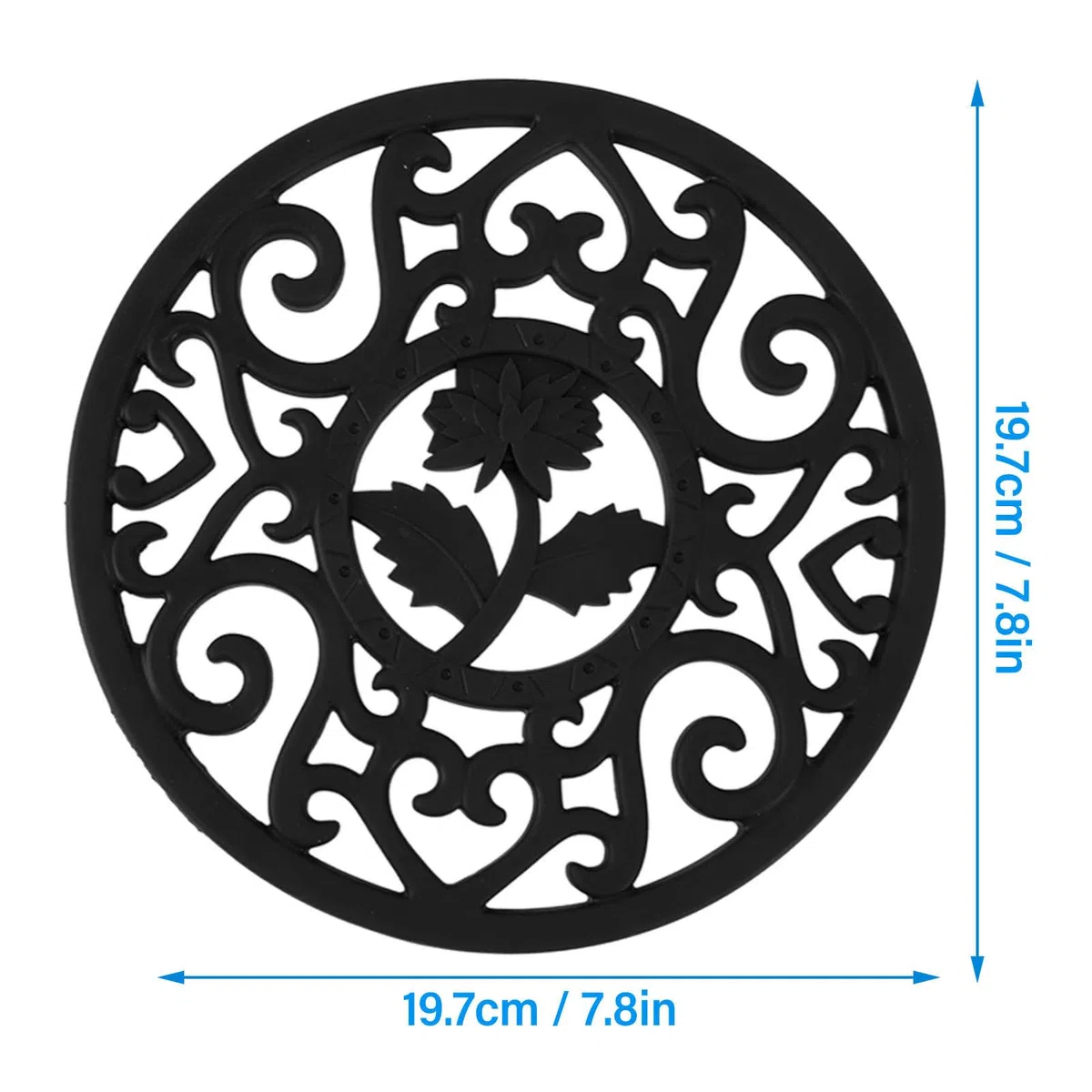 Salvamanteles de silicona, salvamanteles de silicona para tetera, salvamanteles para ollas, salvamanteles para platos calientes resistentes al calor, salvamanteles (Black)