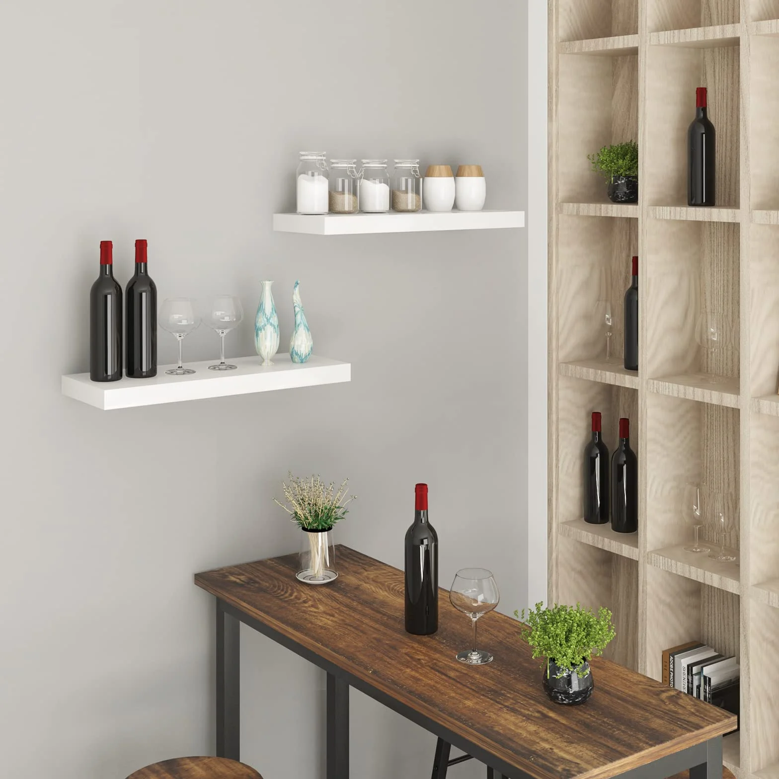 WOLTU Estante de Pared Tablero Flotante Libre de CD DVD Libro Tablero de Madera 50x22,9x3,8cm, Blanco, RG9477ws