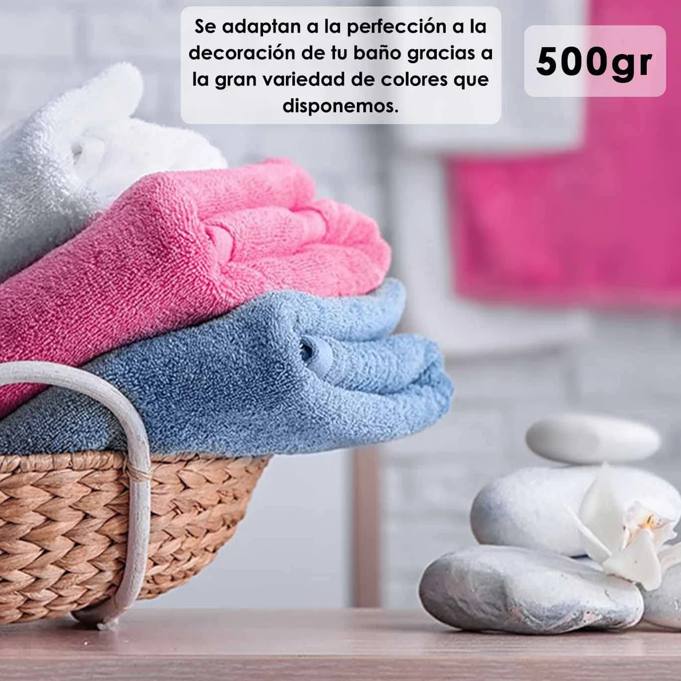 MERCURY TEXTIL Juego 4 Toallas de Baño y Manos 500gsm 100% Algodón Fucsia