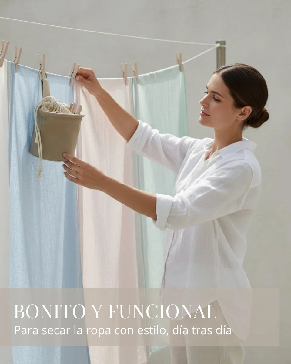 LIVLIG Bolsa para pinzas de la ropa de tela de lona de, con cordón y mosquetón, suficiente espacio para hasta 60 pinzas, bolsa duradera para pinzas de la ropa, beige