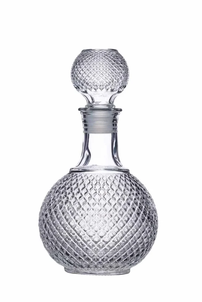 BarCraft Decantador de Whisky y Marcas, Cristal Tallado, Tapón con Sello de Silicona, 1L