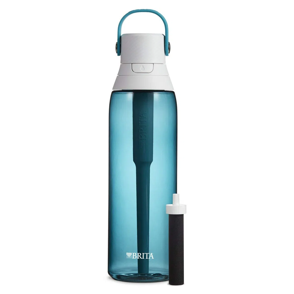 Brita Botella de agua con filtro, botella de agua filtrada de alta calidad de 26 onzas, sin BPA, vidrio de mar