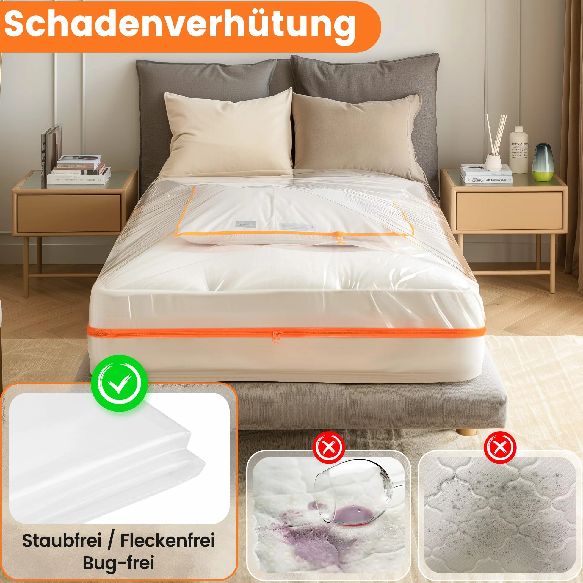 Funda Colchon Impermeable 90 x 200 cm (Grosor 30cm), Protector Colchon con una Práctica Cremallera Doble, Escabroso Apta para Mudanzas, Almacenamiento y Transporte