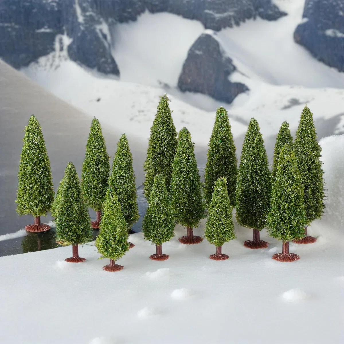VICASKY Abetos, 15 piezas, árboles, paisaje, paisaje, cedro, con accesorios básicos, mini árboles, conjunto de árboles solitarios, árboles en miniatura para manualidades, construcción de maquetas