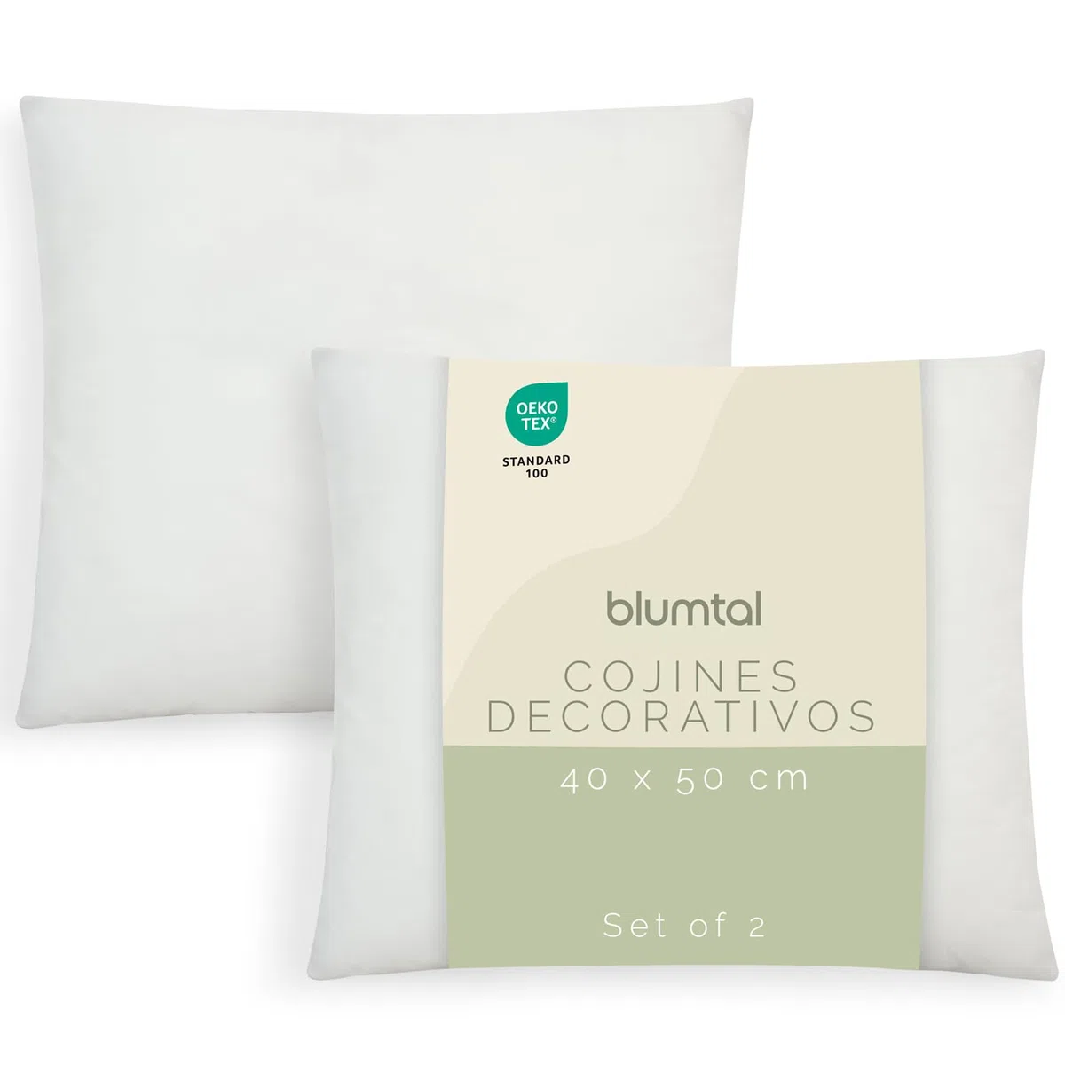 Blumtal Relleno para cojín con certificado Oeko-Tex, 40 x 50 cm, 2 cojines interiores de poliéster