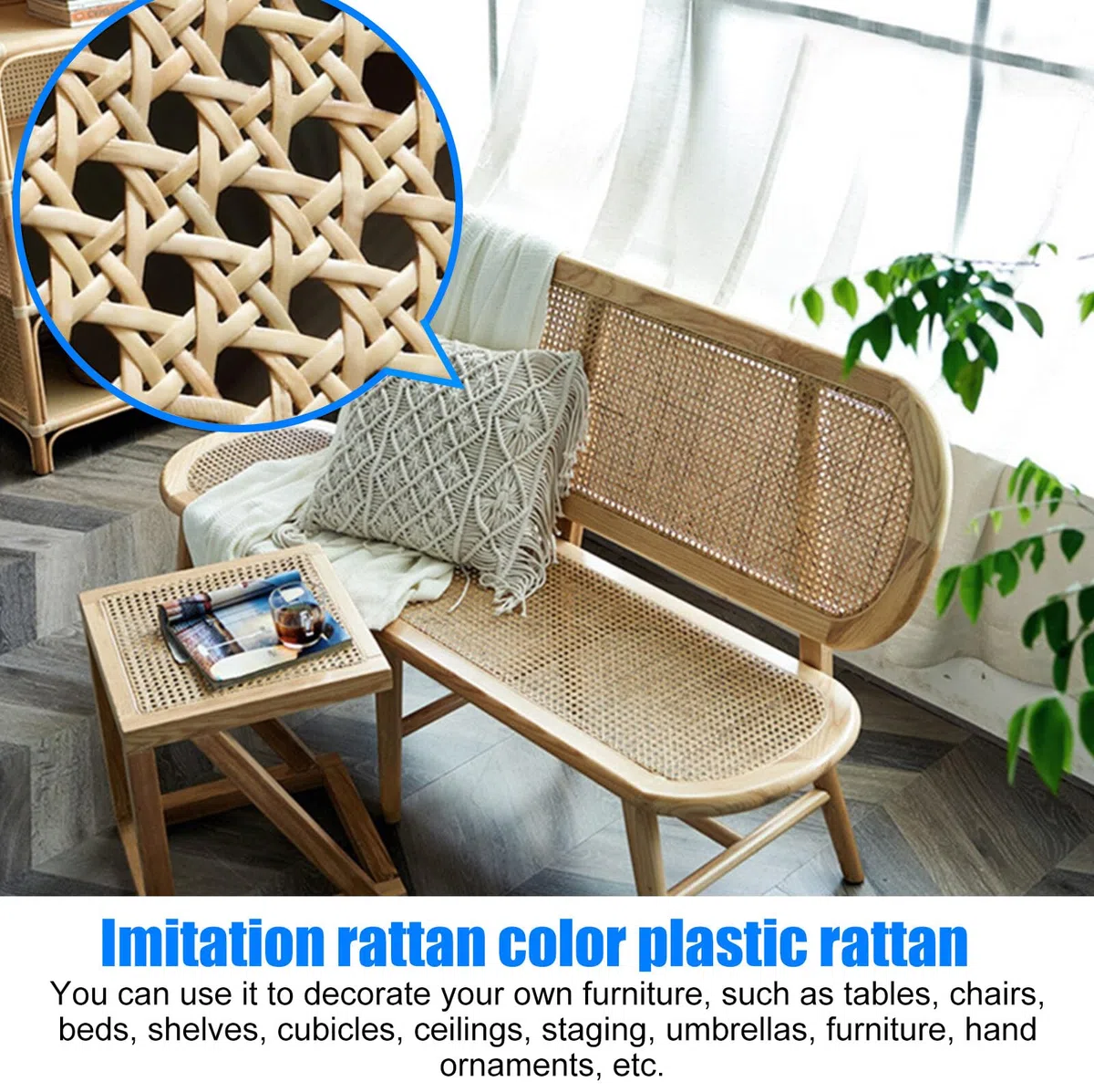 WIYETY Natural Correas de Ratán: Rollo de Mimbre de Ratán de 40 x 100 cm, Rollo de Mimbre Natural, Correas de Ratán para Proyectos de Bricolaje y Decoración de Muebles