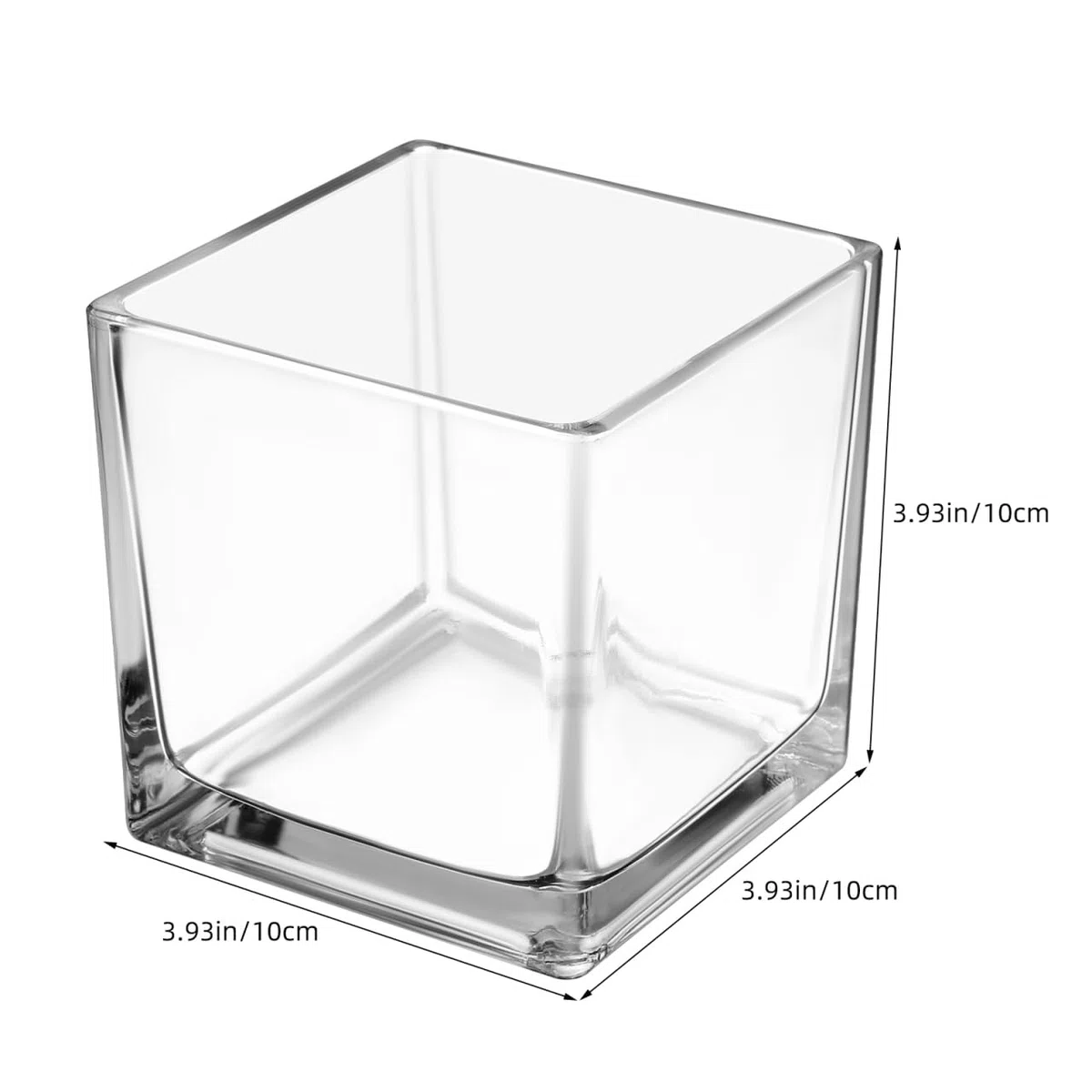 STOBAZA Jarrón De Cristal Cuadrado 10X10cm Florero De Cubo Transparente Macetero Hidropónico Portavelas para Mesa De Boda Centro De Mesa Decoración De Oficina En El Hogar