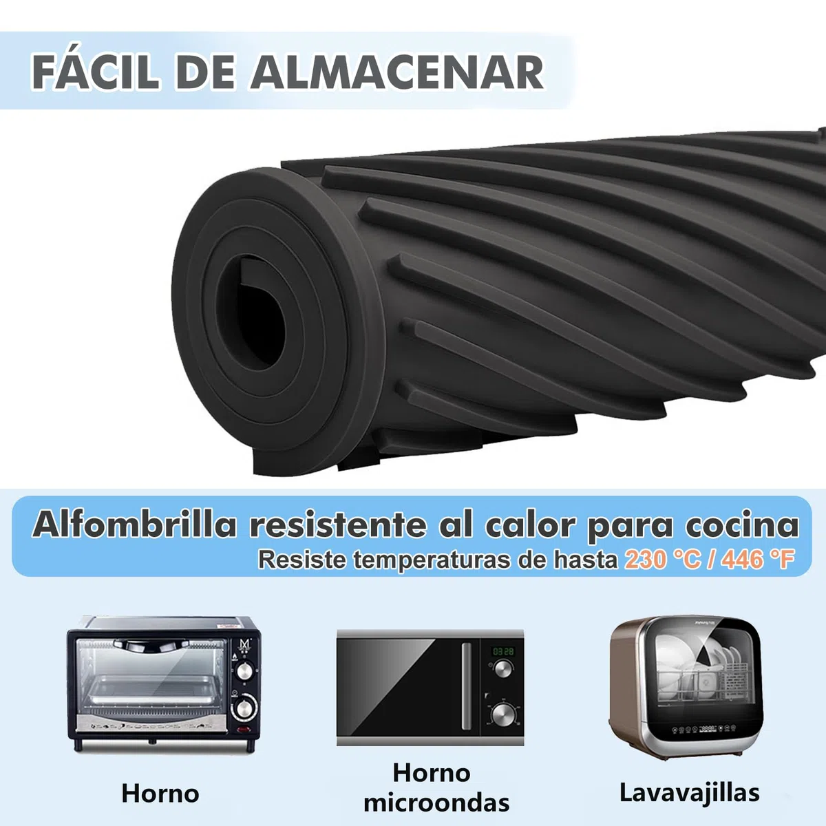 Alfombrilla Escurreplatos de Silicona, 50 x 40 cm escurreplatos silicona, soportes para platos, antideslizante, resistencia a altas temperaturas, Alfombrilla para secar Platos, Negro
