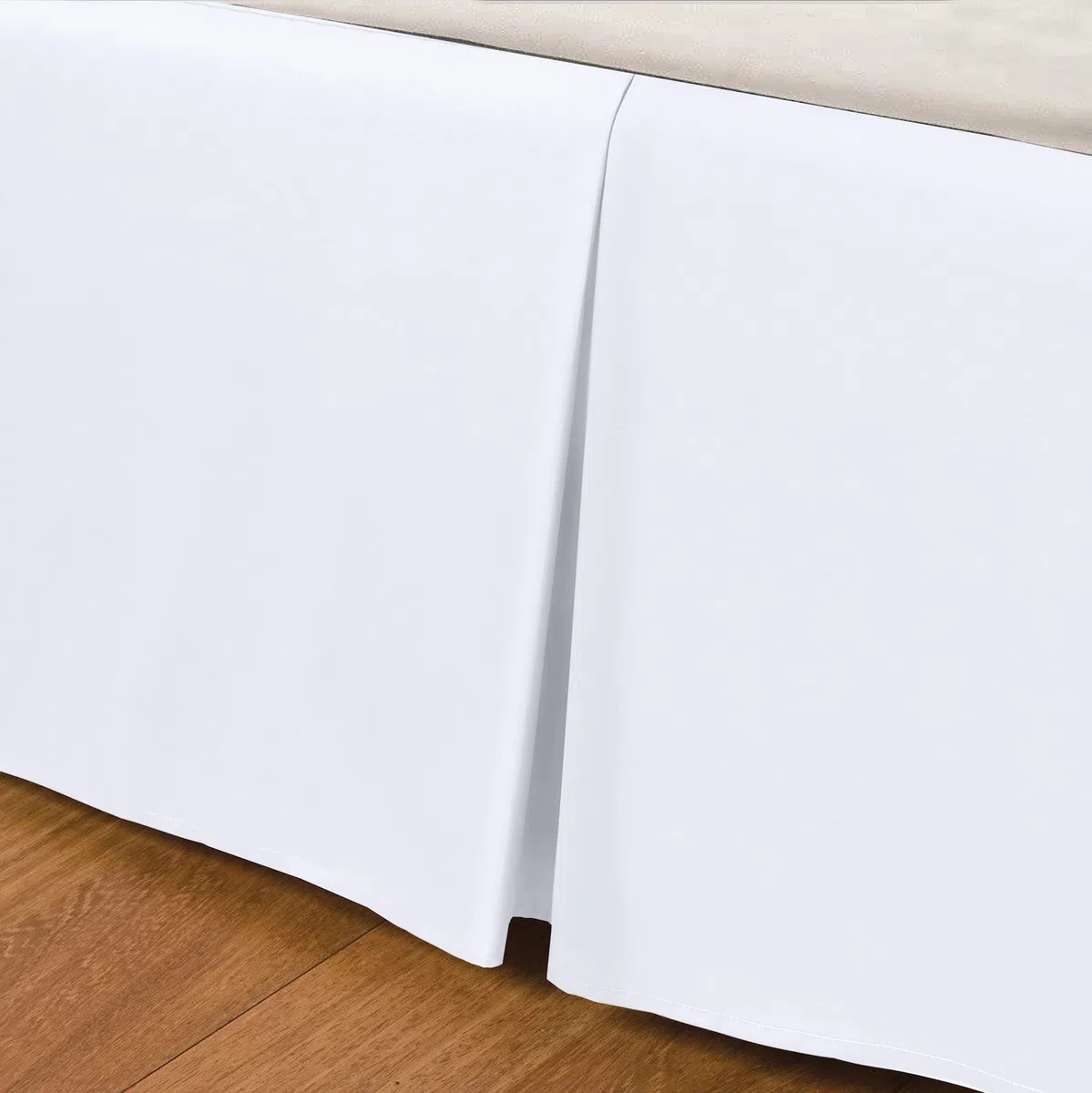Linen Home Sábana de cenefa plisada de base blanca para cama individual, sábana de faldón de plataforma, microfibra suave cepillada, de fácil cuidado sin necesidad de planchado (individual, blanco)