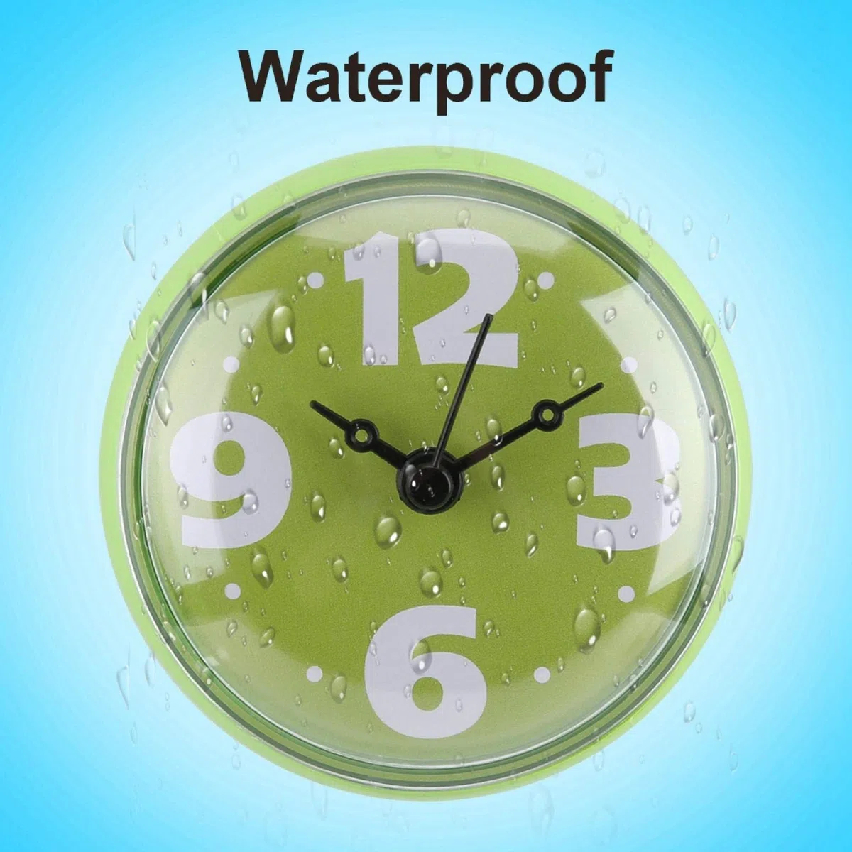 Baño Ducha Reloj de Pared, Ventosa Reloj de Pared Impermeable Succión Pared Ventana Espejo Baño Ducha Reloj Accesorios para Ducha Cocina Baño(Verde)
