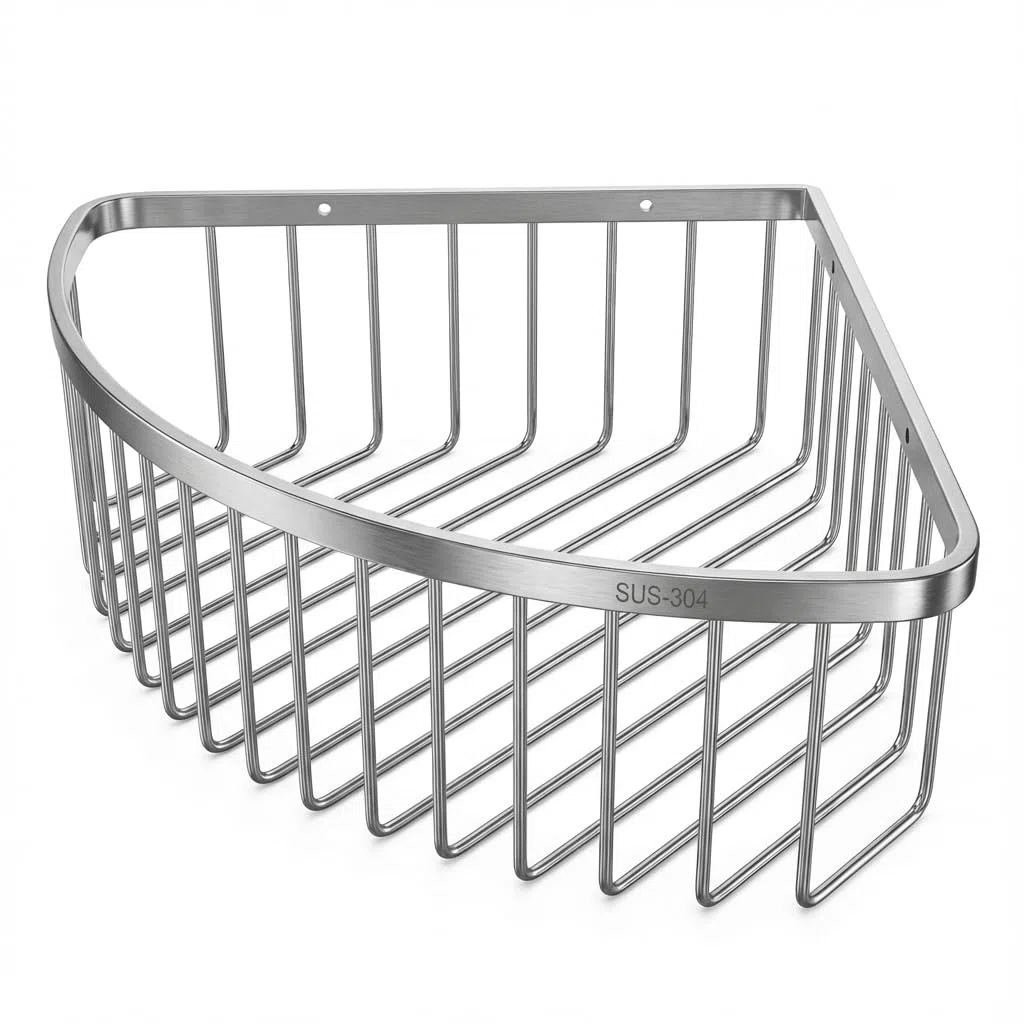 QWORK® Estante de Ducha Rinconera Acero Inoxidable 304, 22.5 x 22.5 x 8.5 cm Esquina de Cesta de Ducha, para Baño Cocina