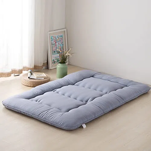 Futón japonés para suelo, plegable, extra grueso, transpirable, para suelo, cama de camping portátil, cama de invitados ideal para sofá, versátil y cómodo
