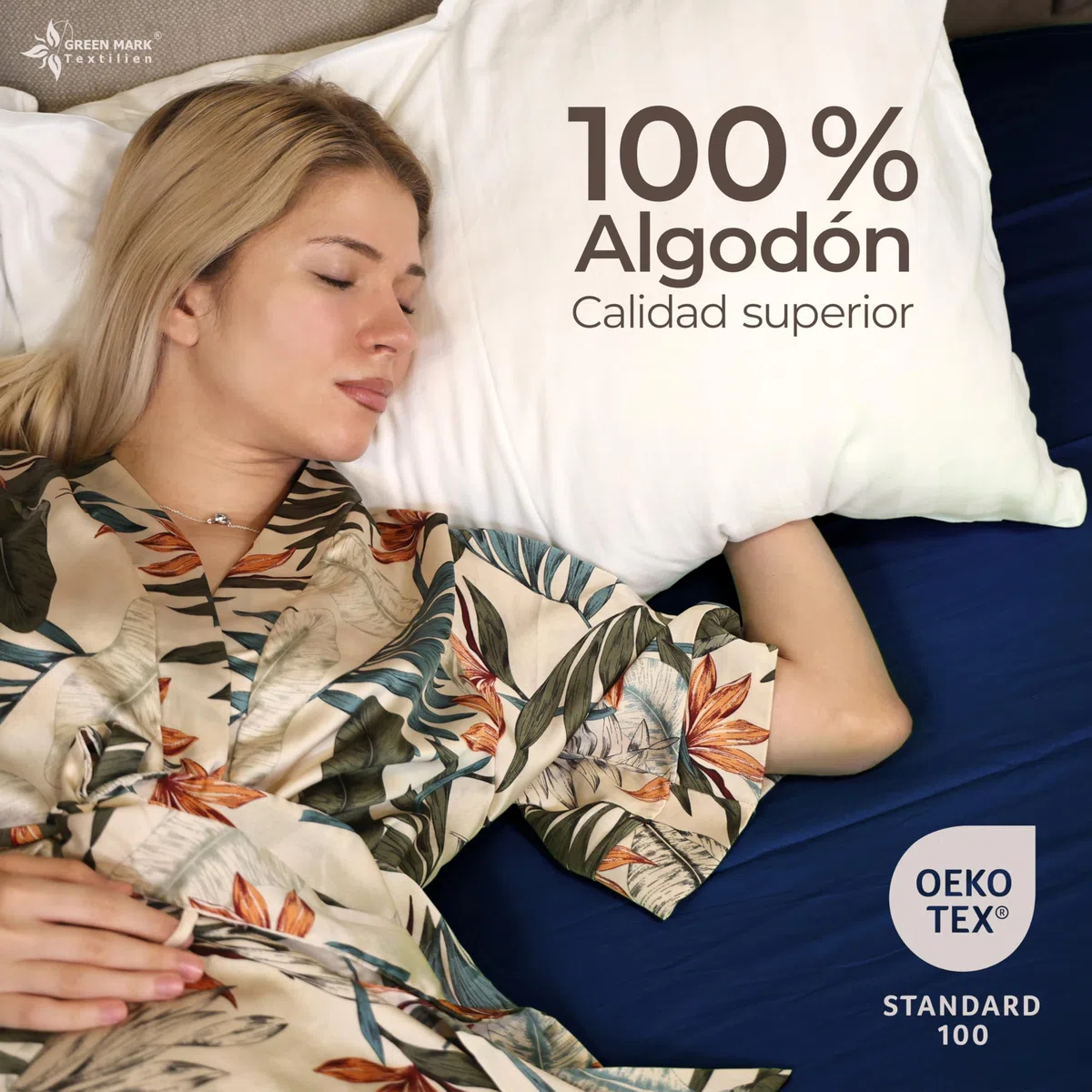 GREEN MARK Textilien sábana Plana 100% algodón – Sábana clásica sin elástico, Suave para la Piel, fácil de cuidar, Lavable a Alta Temperatura – Azul Marino – 150x250 cm