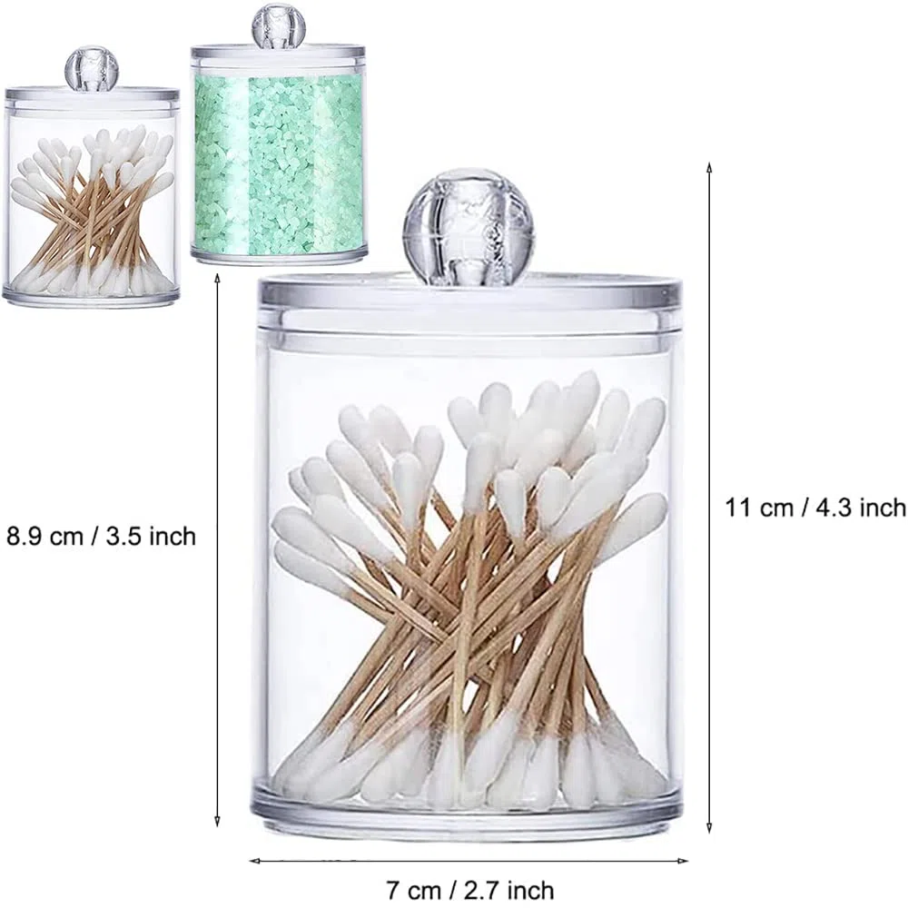 4 Piezas Soporte para Hisopos de Algodón, Soporte de Plástico para Hisopos de Algodón, Caja de Almacenamiento de Hisopos de Algodón Acrílico Transparente, para Cosméticos, Bolas de Algodón, Hisopos