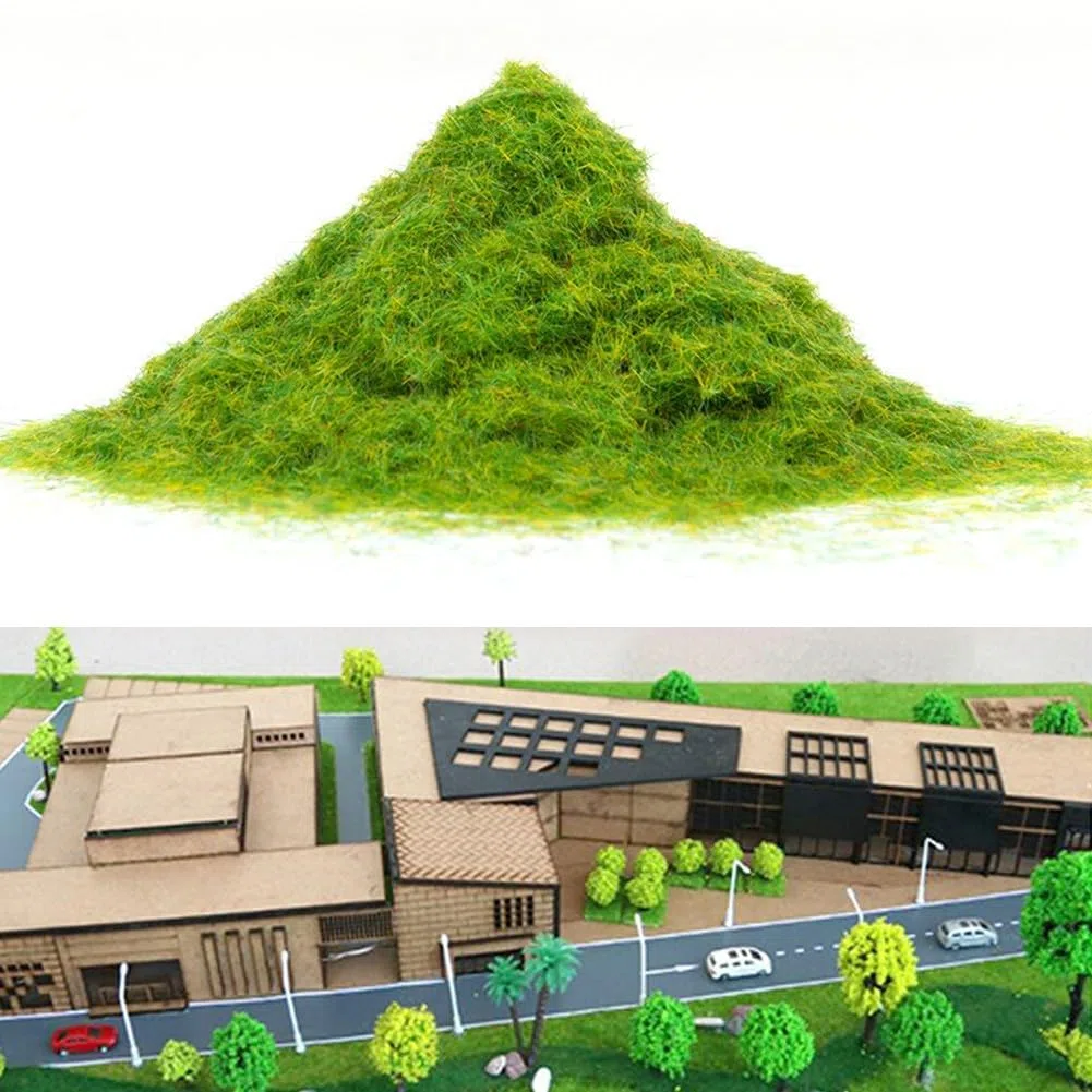 Polvo de hierba artificial de nailon de 500 g para modelo, ferrocarril y diorama paisajismo con textura de hierba de 3 mm, adecuado para varios entornos de modelos a escala (500 g)