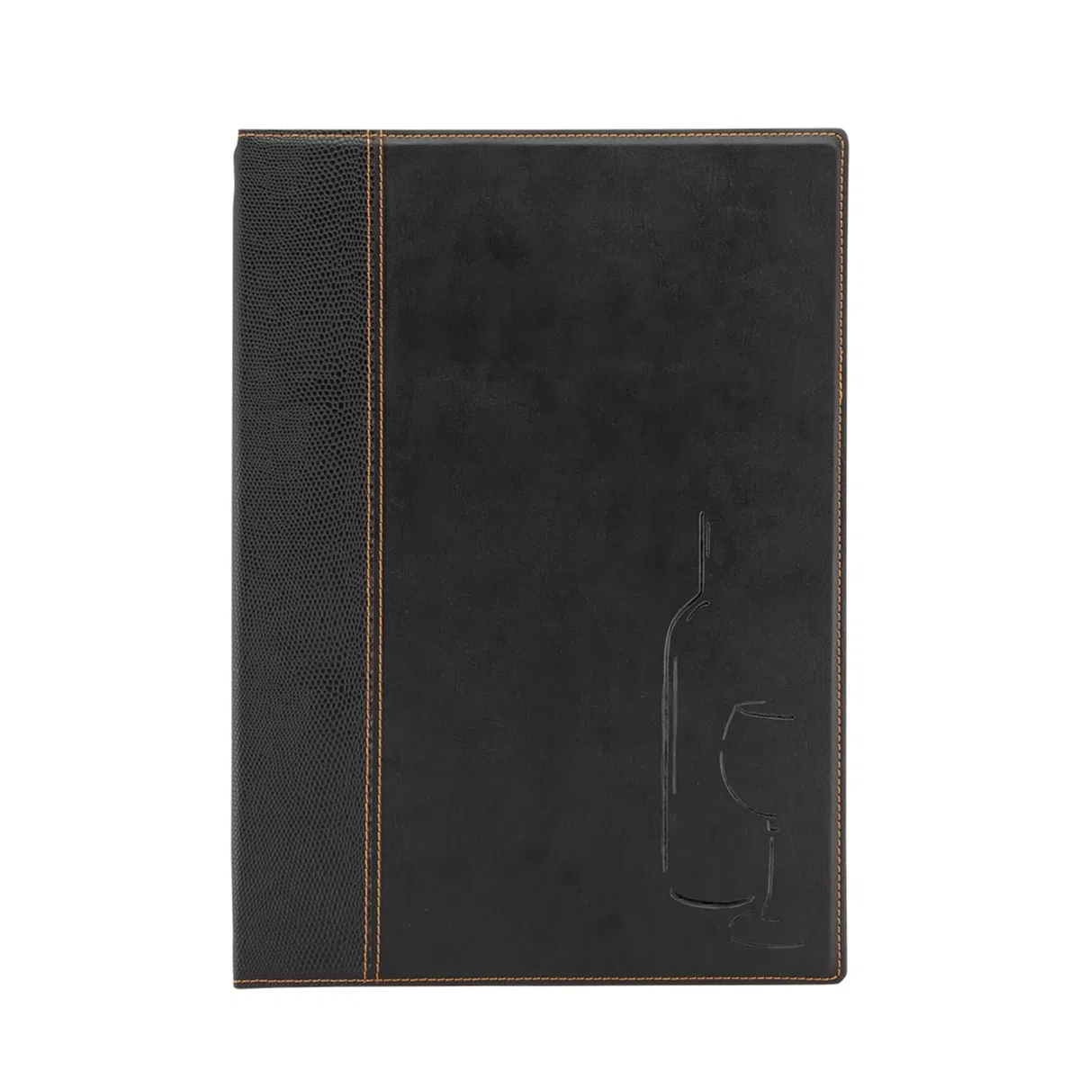 SECURIT - Carta de Vinos Trendy Line - 2 Insertos Fijos = 4 Hojas A4 - Café, Bar, Restaurante - PVC - Color Negro
