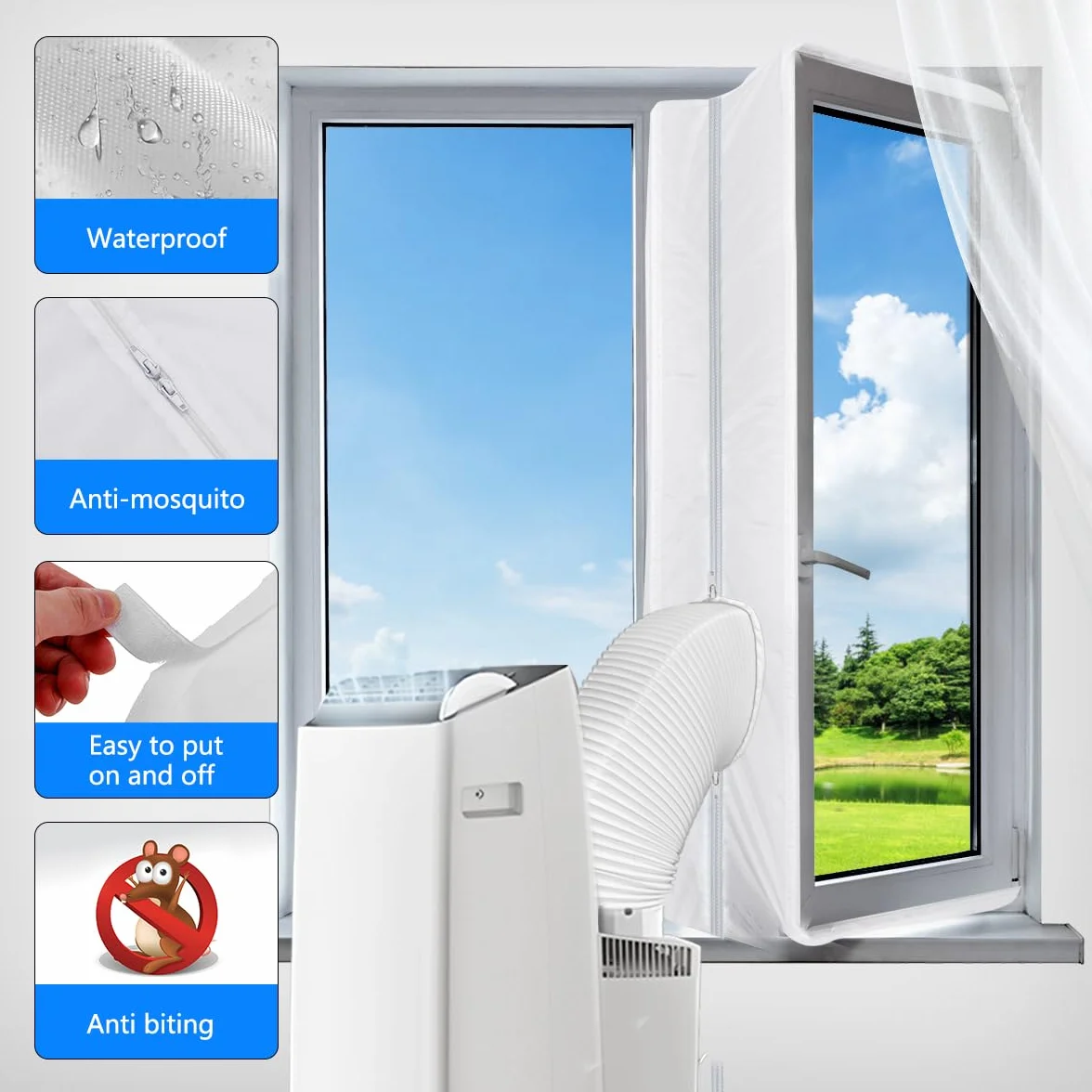 Aozzy para aparatos de Aire Acondicionado portátiles Cubierta de Ventana AirLock, Pantalla para Evitar la Entrada de Aire Caliente Accesorio de Sistema de Aire Acondicionado