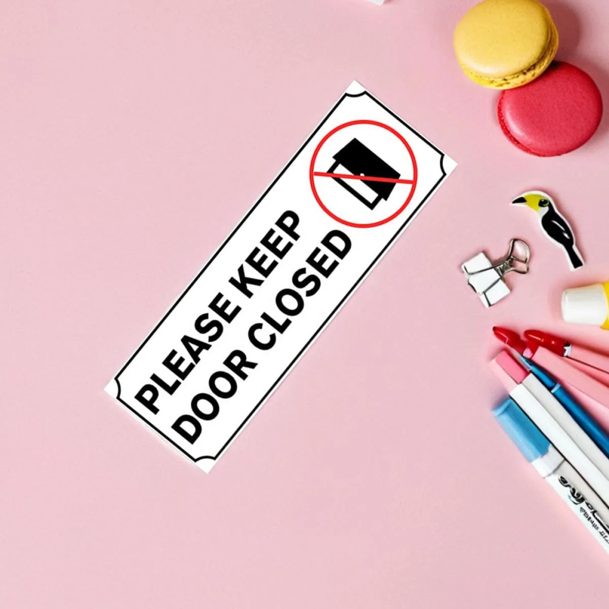 Pegatinas Adhesivas para Puerta por Favor Cierre la Puerta, 4 Piezas de Pvc Blanco, Fácil Aplicación Marcas, Adecuado para Sala de Reuniones y Ambientes Aire Acondicionado