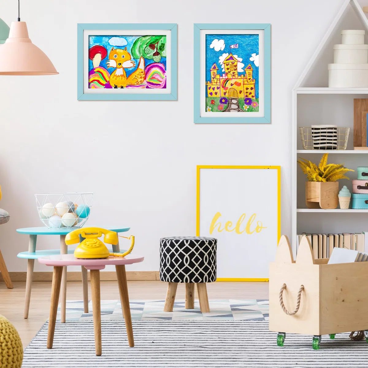 Marcos de obras de arte para niños, intercambiables, apertura frontal intercambiable, marcos de almacenamiento para manualidades, dibujos, proyectos de arte, trabajos escolares (azul, 8 x 12)