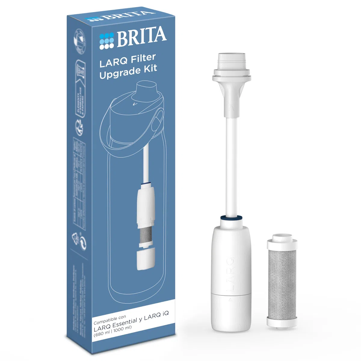 BRITA LARQ Kit de filtración incl. 1x filto - Compatible con botellas BRITA LARQ Essential de 680 ml y 1000 ml. - Ayuda a reducir microimpurezas, PFAS, cloro y más