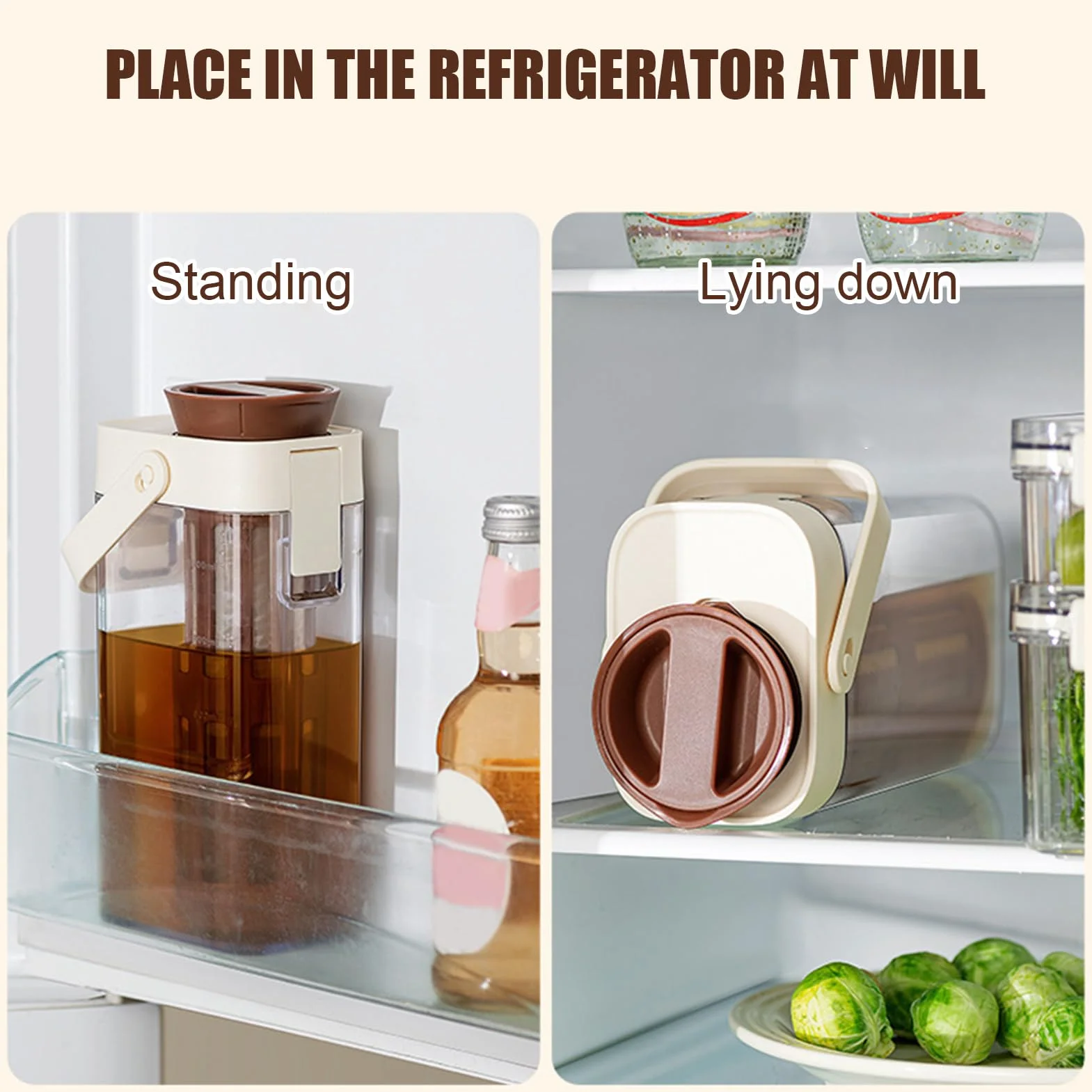 Jarra Para Café Frío - Jarra Para Té Con Capacidad Generosa Y Filtro Permeable Resistente Con Asa Y Tapa, Recipiente Sin Fugas Para Preparar Bebidas Refrescantes,Recipiente Resistente Que Ahorr