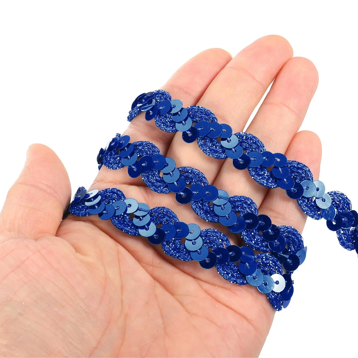 QUARKZMAN 11 Yardas 0.6" Cinta de Lentejuelas, Cinta de Lentejuelas Planas para Manualidades de Costura, Adornos de Disfraces, Azul Oscuro
