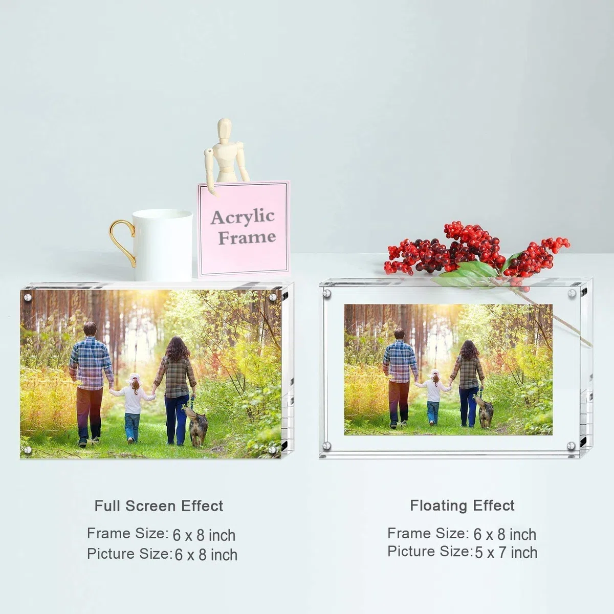 Boxalls Marcos de Fotos Acrílico 15 x 20 cm, Marco Transparente Metacrilato Doble Cara, Marcos de Cristal para Retrato Sin Marco para Escritorio, Habitación y Oficina