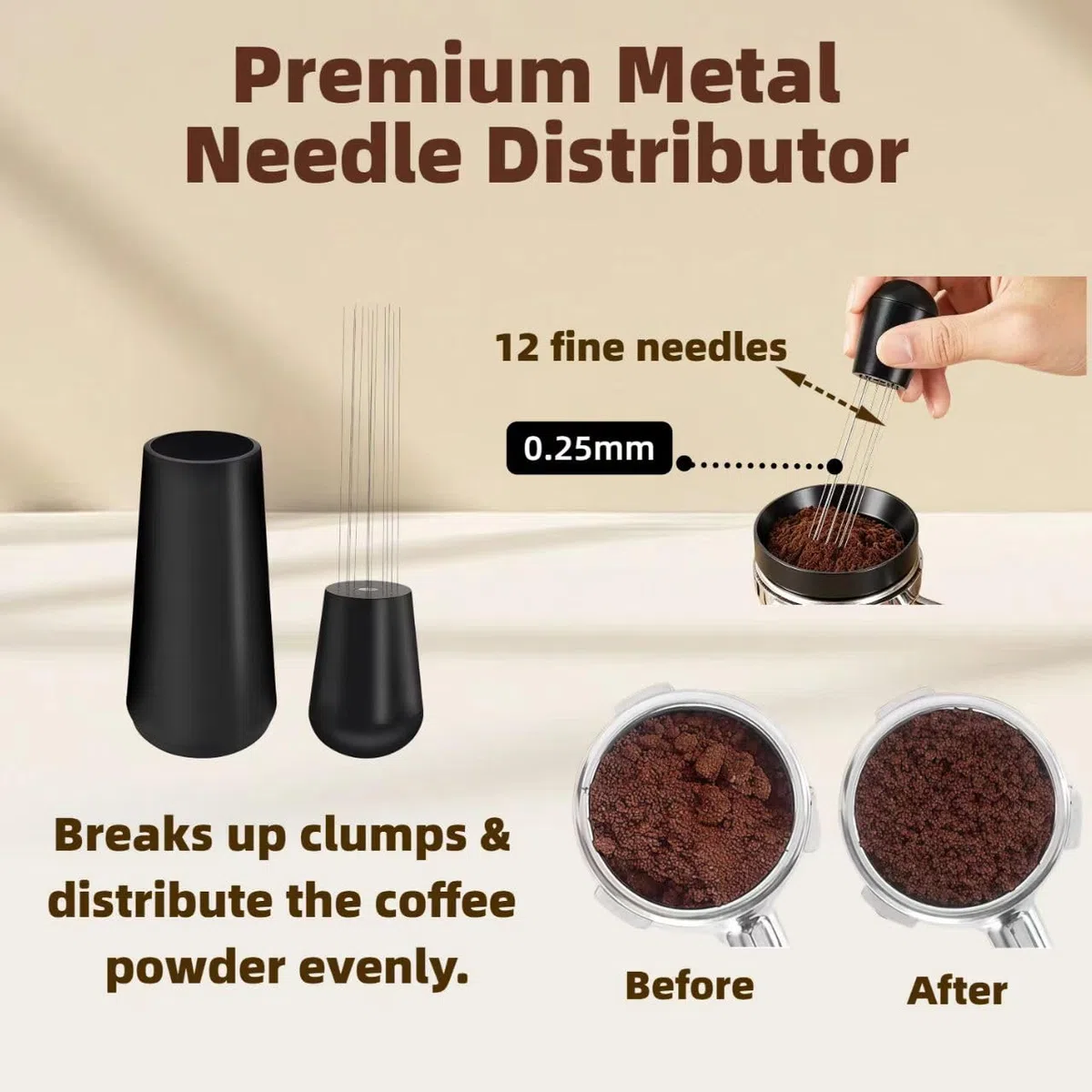 Juego de accesorios para portafiltro: herramienta WDT con 12 agujas finas, anillo dosificador magnético y pantalla de disco de acero inoxidable 304 - herramienta para café expreso para barista (58mm)