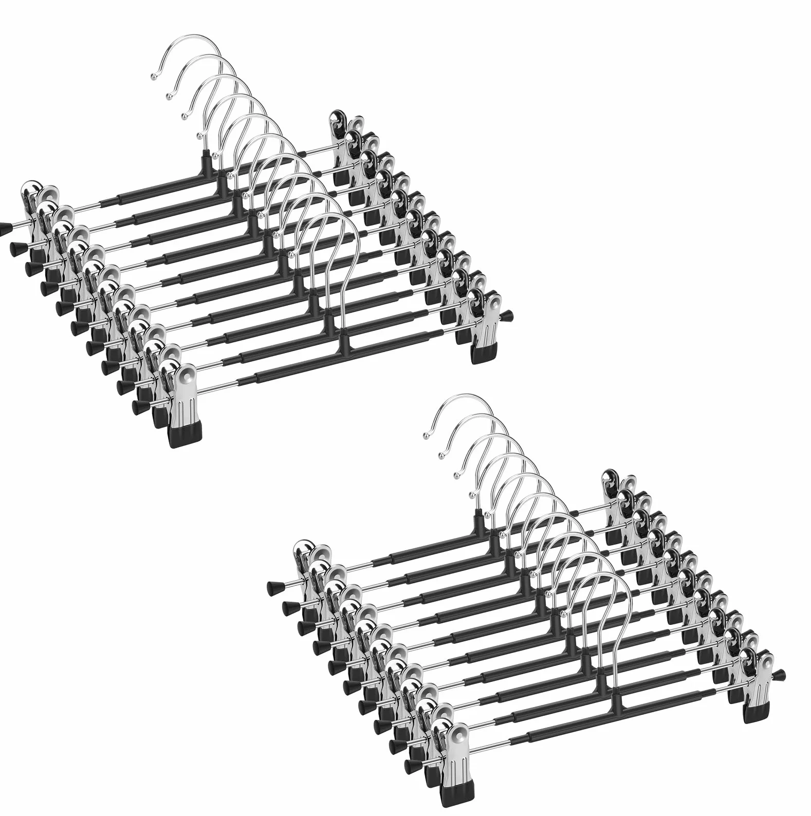 20 Perchas de Metal para Pantalones, Calcetines, Faldas, 30 cm, con 2 Clips Antideslizantes