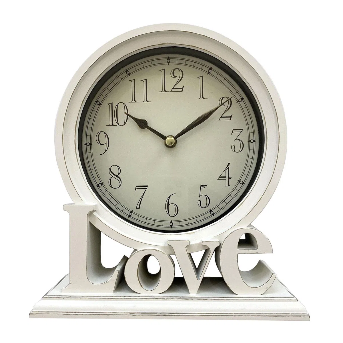 predolo Reloj de Escritorio Rústico Relojes de Repisa Amor Relojes de Mesa Decorativos Relojes Estante Chimenea para Cabecera, Decoraciones de Estar, Blanco, tal como se describe