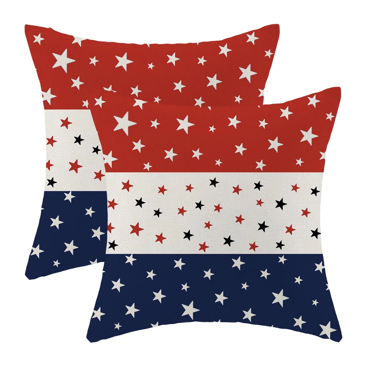 Fundas de almohada del 4 de julio, 18 x 18 pulgadas, paquete de 2 fundas de almohada de rayas y estrellas del Día de la Independencia, decoración de verano, funda de almohada patriótica para el