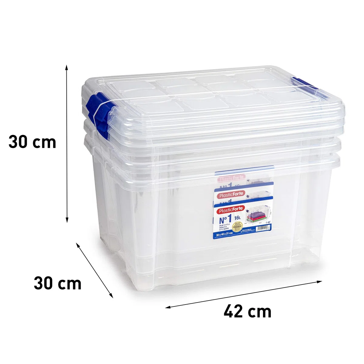 Plastic Forte Pack 3 Caja Nº 1 Pack 3 Cajas, 16 litros