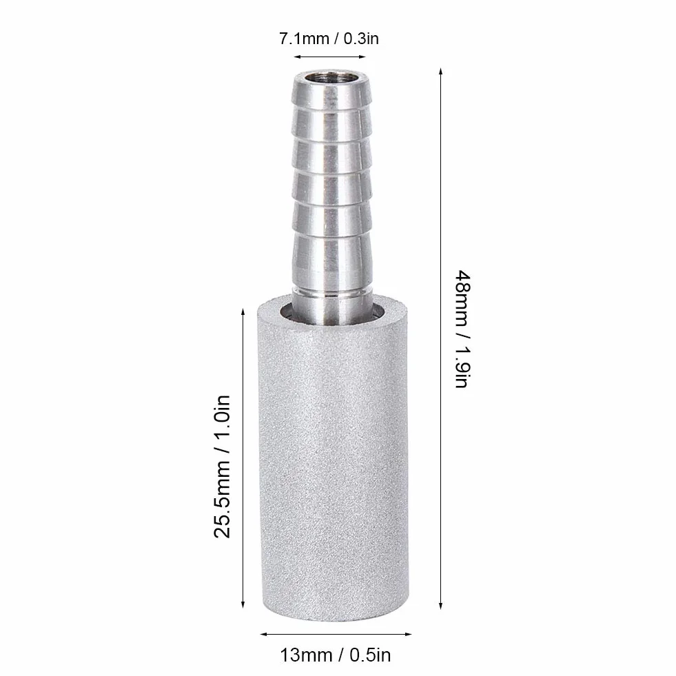 2Pcs 0.5μm Acero Inoxidable Piedra de aireación Piedra de difusión Piedra de aireación de Acero Inoxidable con 1/4 Pulgadas de diámetro Exterior Barb