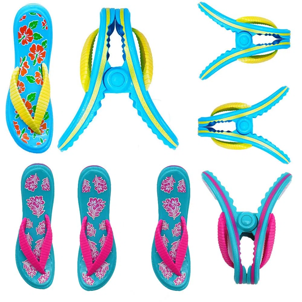 TRIXES 8 pinzas novedosas para toallas de playa, clips de viaje seguros para tumbona para uso en interiores y exteriores, clip jumbo para la playa, jardín, piscina, tumbona o silla de terraza, edredón