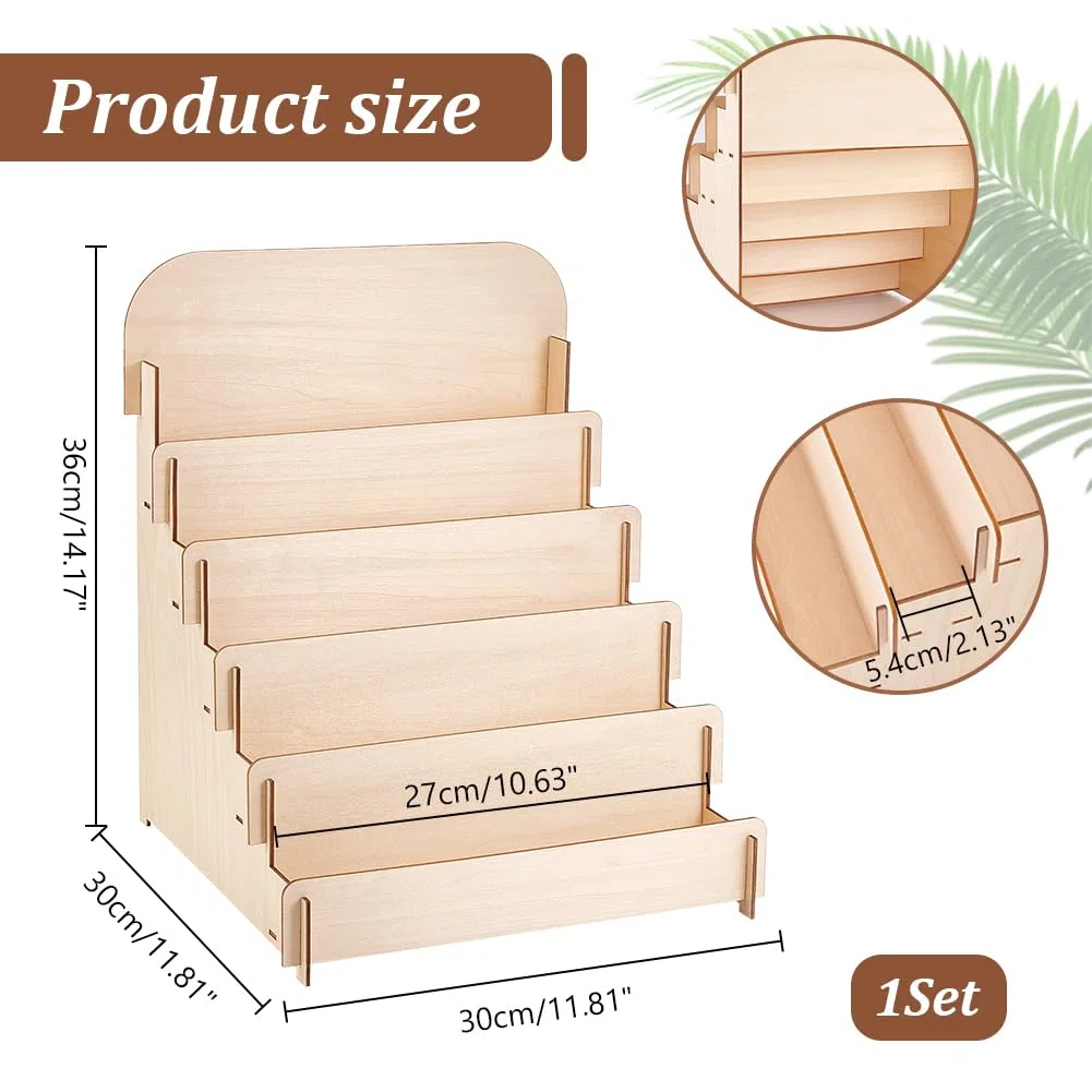 PH PandaHall Soporte para tarjetas postales de madera de 5 niveles, portatarjetas postales para fotos, vendedor, mostrador de ventas, tarjetas de felicitación