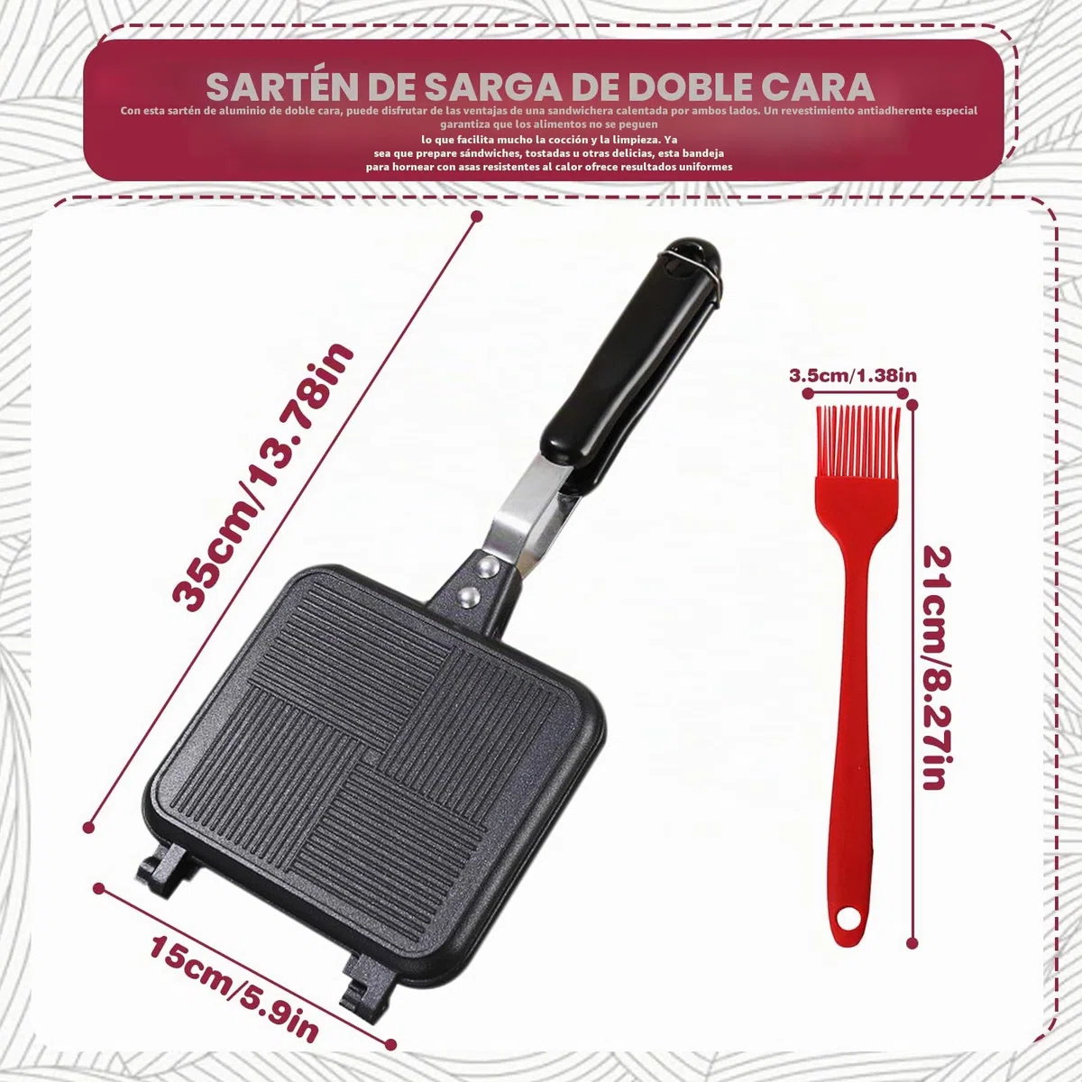 Sartén de aluminio de doble cara: Hot Sandwich Maker Pan, tostadora con mango resistente al calor, revestimiento antiadherente Sandwich Panini Maker para el hogar, la cocina no apta para cocina