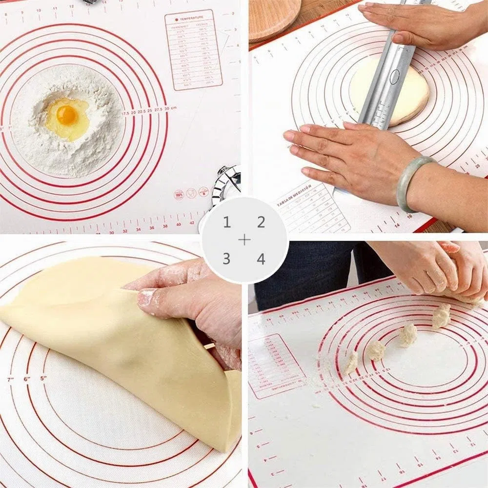 Rodillo - Rodillo Antiadherente de Acero Inoxidable de 17 '' con Anillos de Grosor Ajustable para Hornear Galletas Chapati Fondant Dough Pastry Pizza Pie Crust