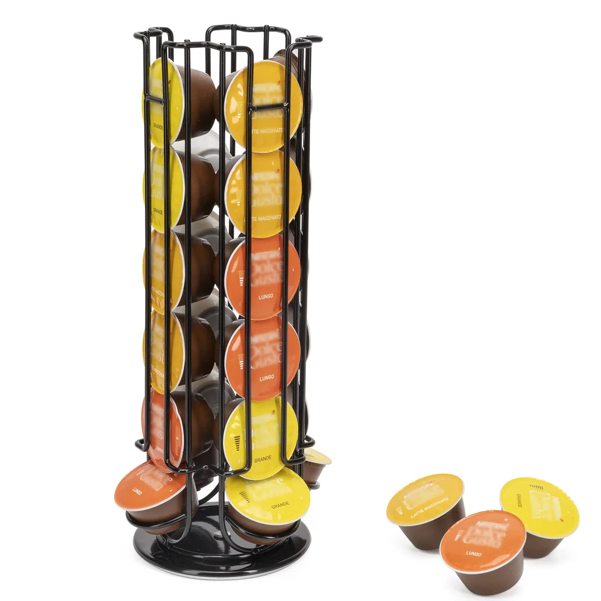 Soportes para Cápsulas de Café 24 Dolce Gusto,Dispensador Capsulas Dolce Gusto Almacenamiento de Cápsulas de Café, estante giratorio de torre de cápsulas de café, Base antideslizante,Negro