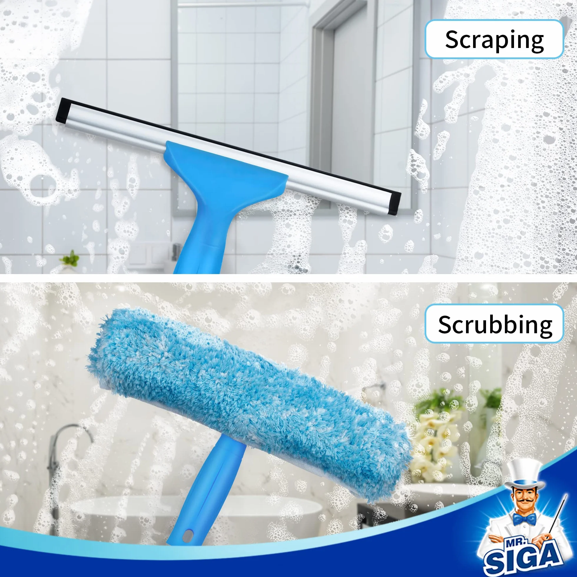 MR.SIGA pértiga telescópica Larga, pértiga Extensible de 4 Piezas para limpiaparabrisas MR.SIGA