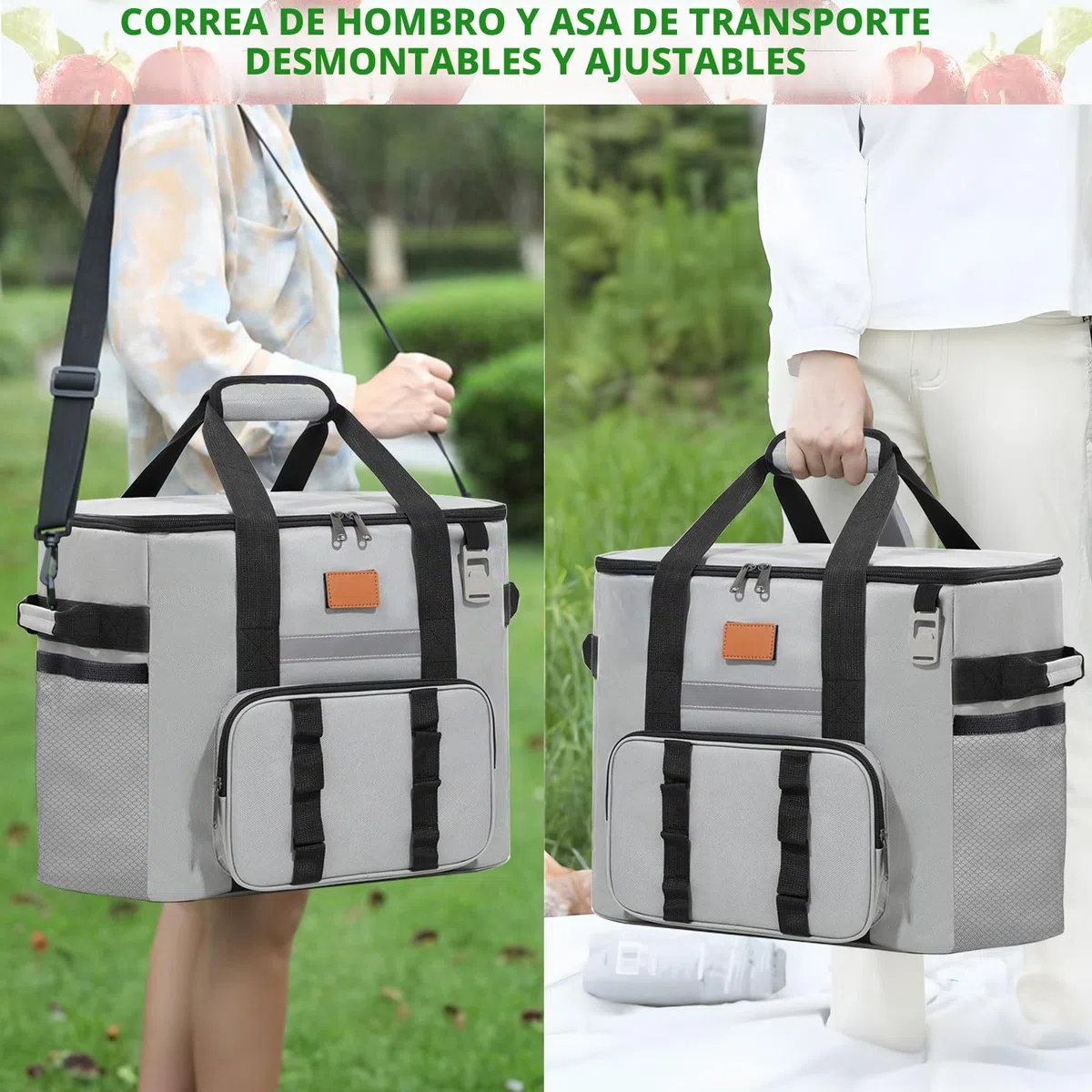 Bolsa Termica 40L Bolsa Térmica de Alimentos, Bolsa Nevera Porta Alimentos Grande, Plegable, Fácil de Limpiar, Bolsa Termica para Fiambrera Picnic, Playa, Almuerzo