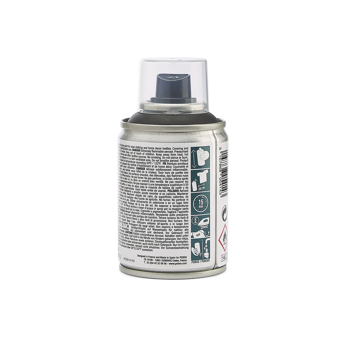 Pébéo - Pintura en spray para textiles 7A Spray 100ml - Tejidos naturales y sintéticos - Base de agua - Sin disolventes - Resistente al Lavado a Máquina - Pintura sobre Tejido Pébéo Color Negro