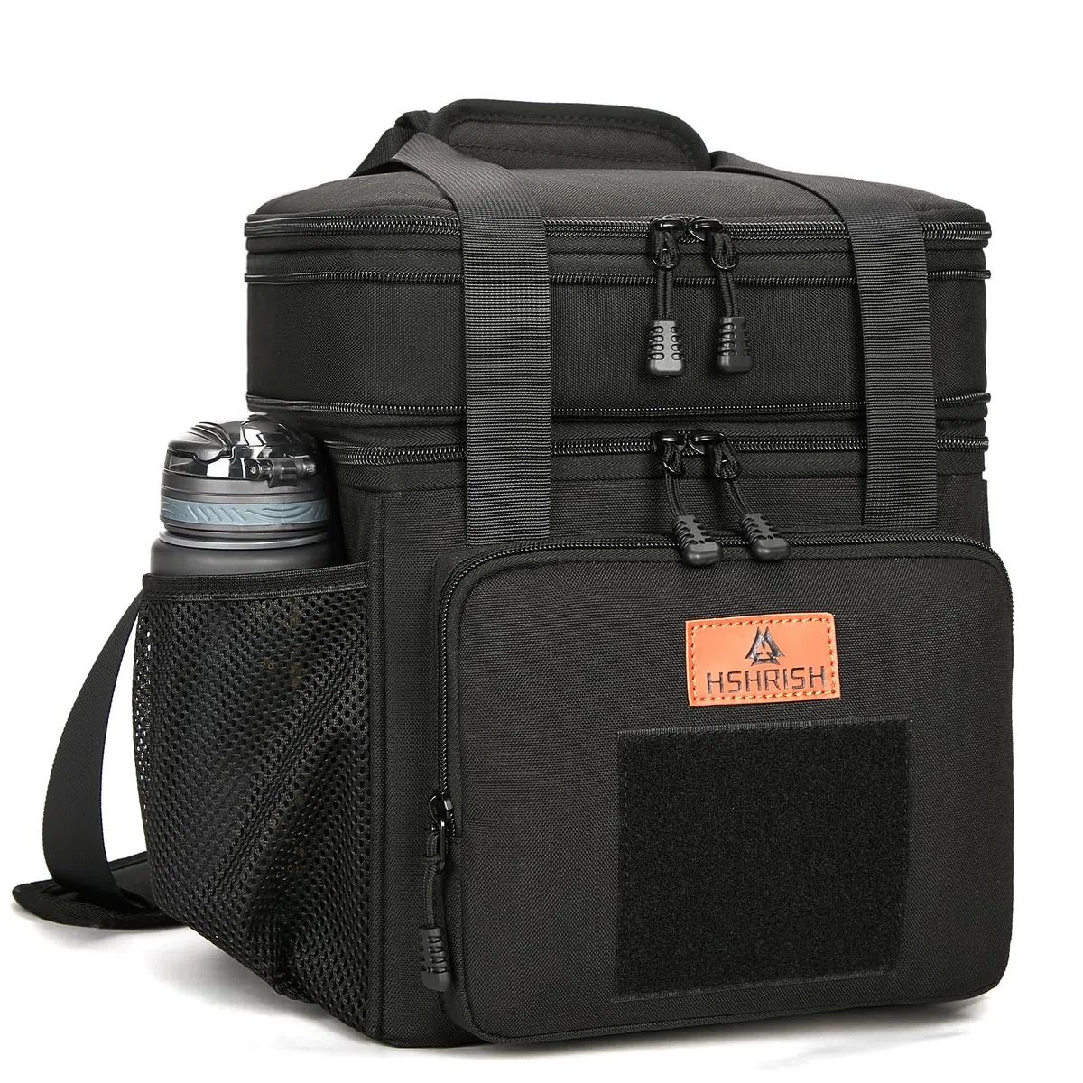 Bolsa Termica Porta Alimentos, Táctico Ajustable 10/15L Bolsa de Almuerzo, Impermeable Prueba de Fugas Isotermica Nevera Portatil Mochila, Bolsa Comida Trabajo Exterior Playa, Negro,HSHRISH