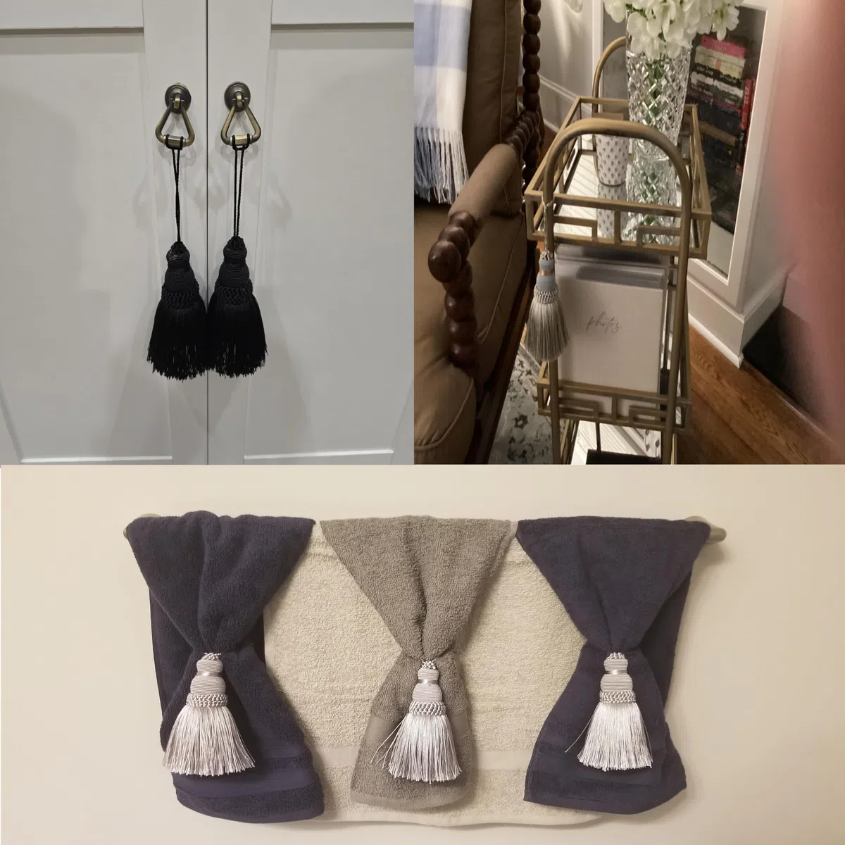 Elegante borla de poliéster para llaves, accesorios de bricolaje para luz de muebles y decoración del hogar, 4 paquetes (azul marino)