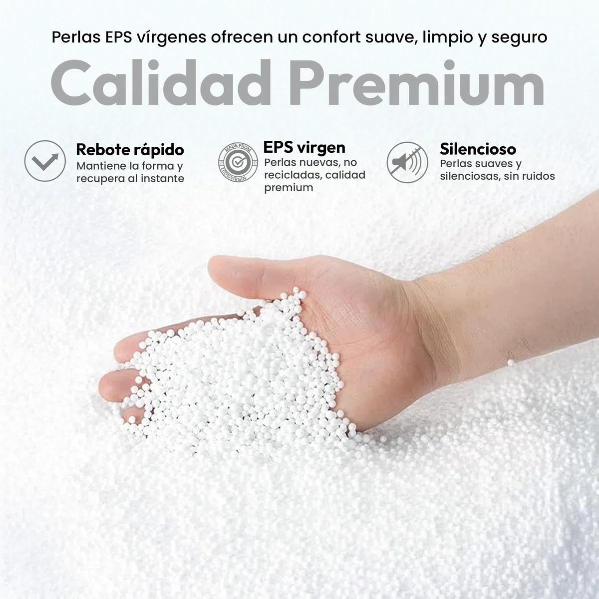 Bolsa perezosa original EPS relleno de puf de perlas pelotita de espuma de poliestireno rellena el paquete de relleno para pufs, cojines de asiento, cojines para el cuello y mucho más. (10 Litros)