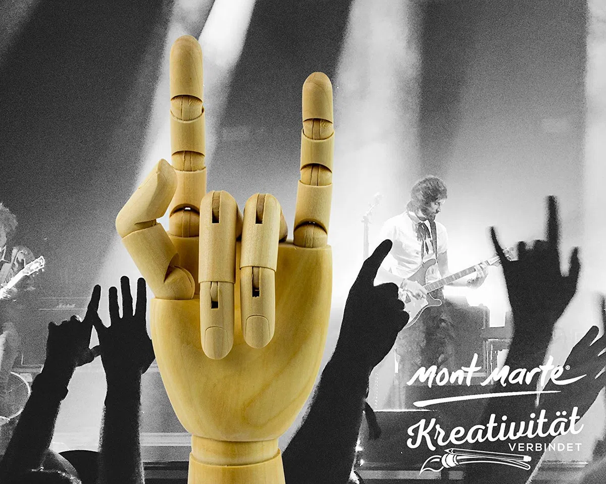 Mont Marte Maniqui Mano - Mano Modelo Madera - Mano Izquierda - 25,4 cm - Mannequin flexible, ideal como modelo para Dibujar - Perfecto Auxiliar de Dibujo para Principiantes, Profesionales y Artistas