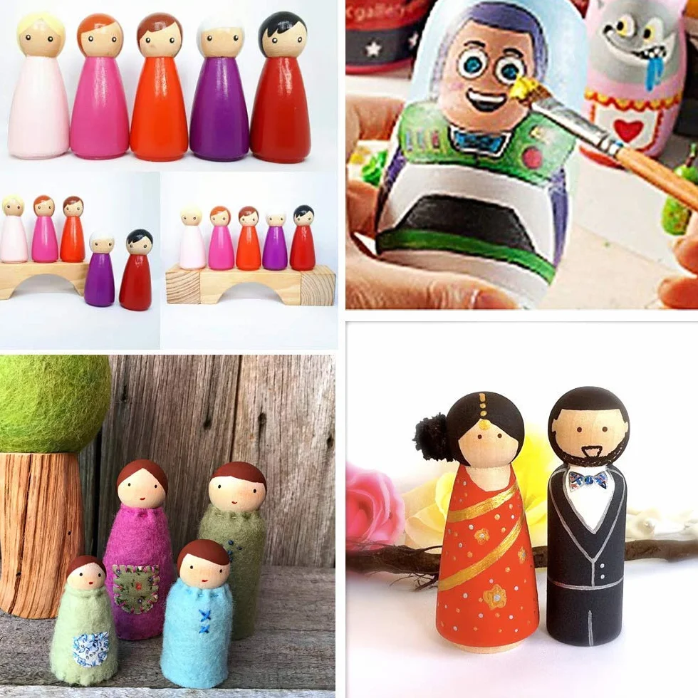 LUUFAN 20 muñecas de madera sin terminar de 65 mm, para mujer, macho, cuerpos lisos, muñecas de ángel para manualidades, bodas, fiestas (paquete de 20)